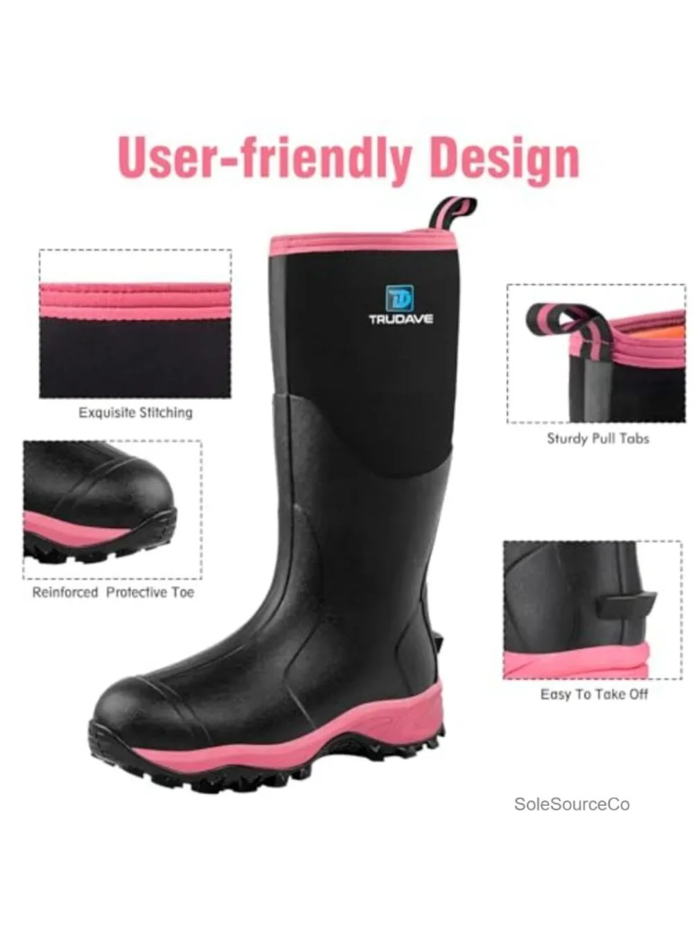 Waterproof Insulated Neoprene Rubber Rain Boots Steel Shank Anti-slip Mid-Calf